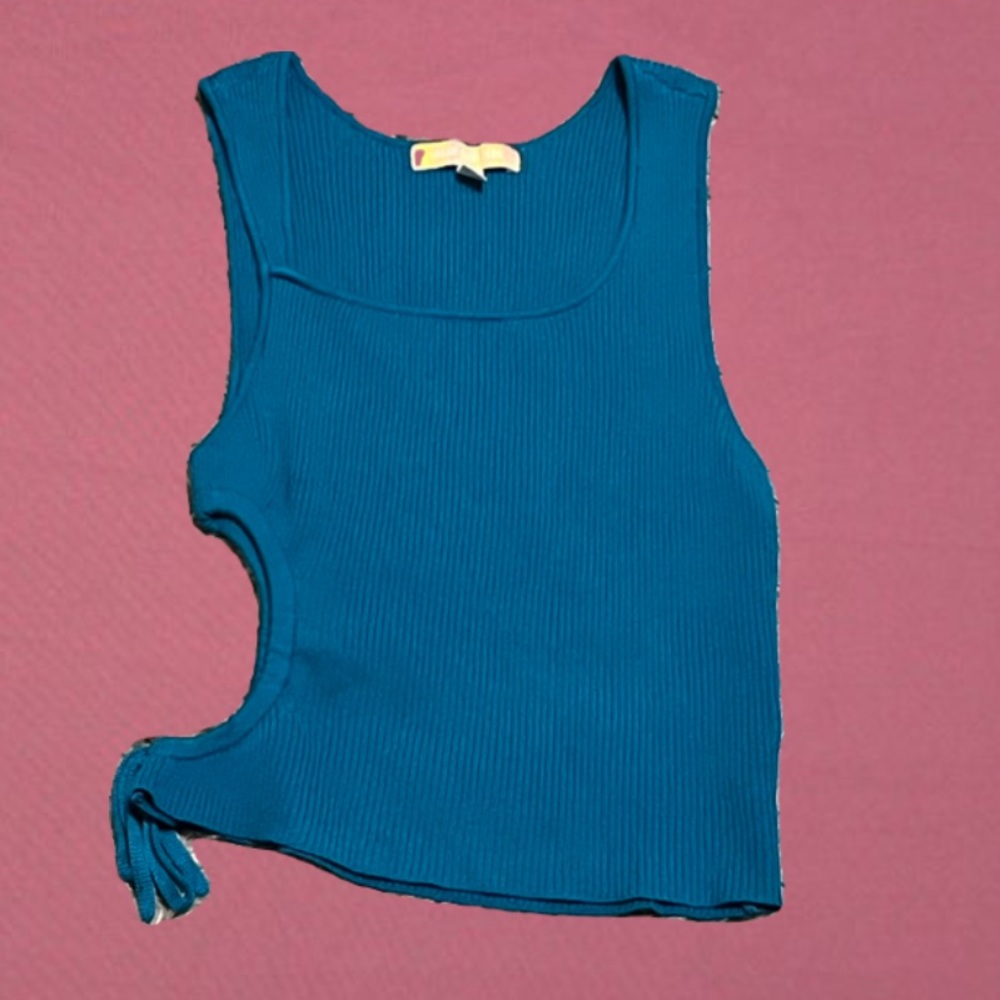 UO blue cutout tank top